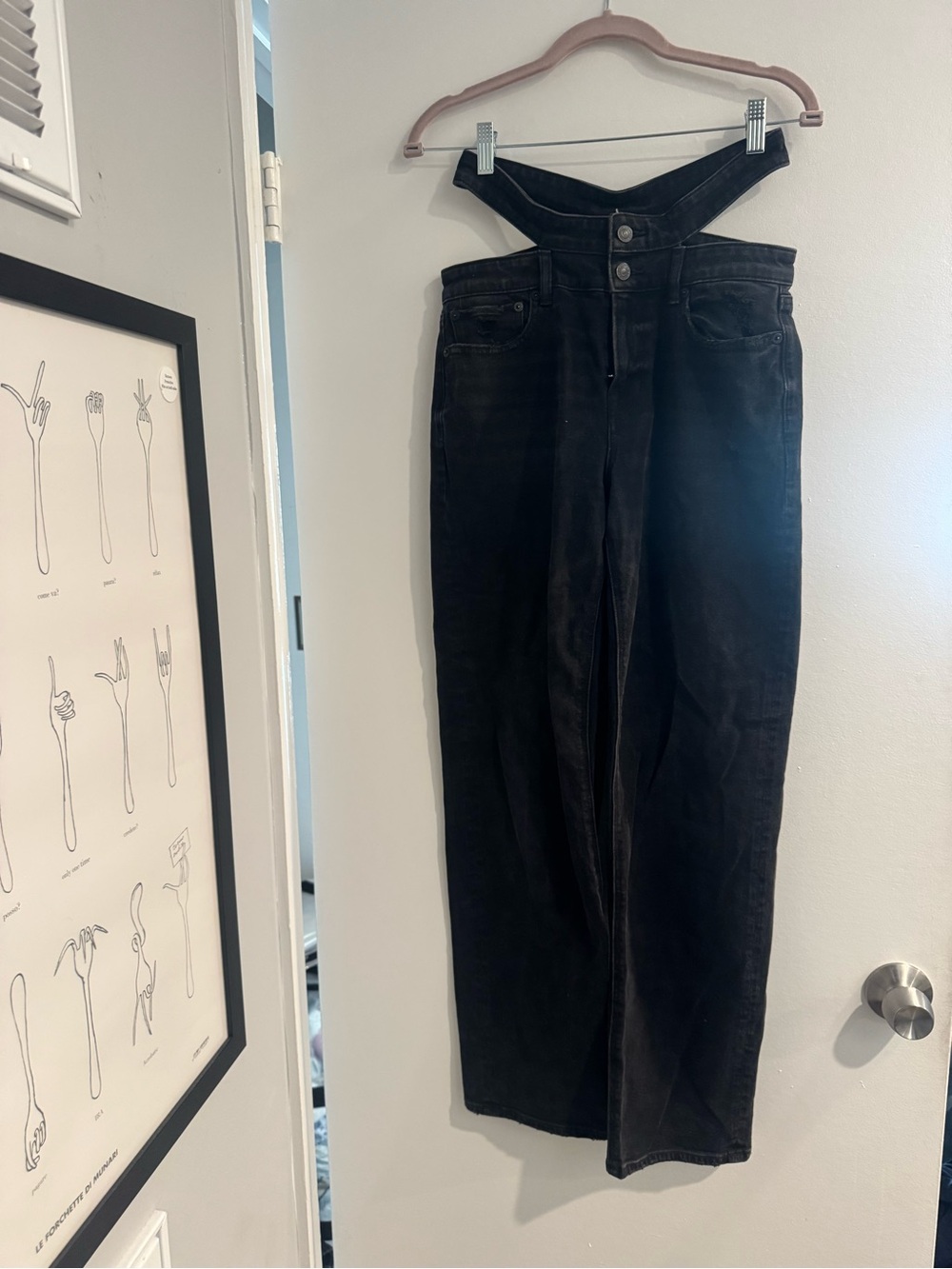 American Eagle Size 2 Black Crossover Waist High Rise Jeans Y2K Denim